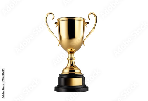 Gold trophy award cup on isolated transparent background