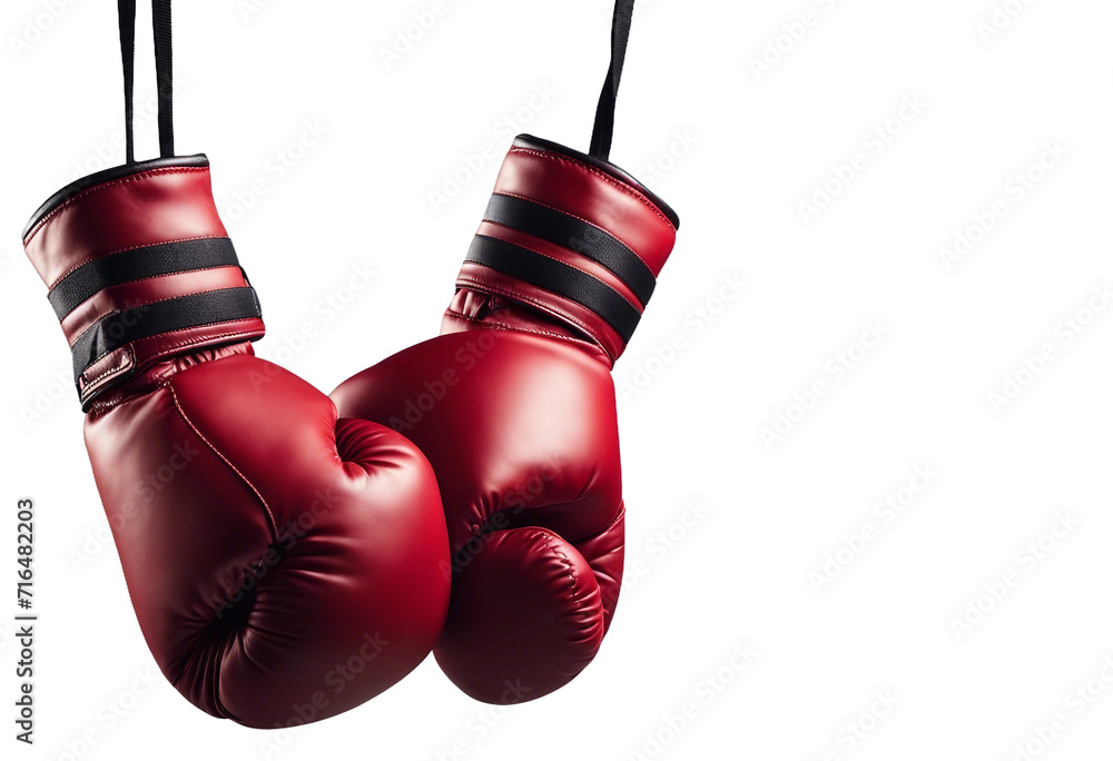Red boxing gloves on isolated transparent background