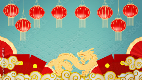 Canvas Print Happy chinese new year for Party and Celebrations With Space for Message Isolated in background