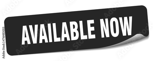 available now sticker. available now label