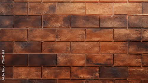 brick wall surface of copper metallic brown color photo