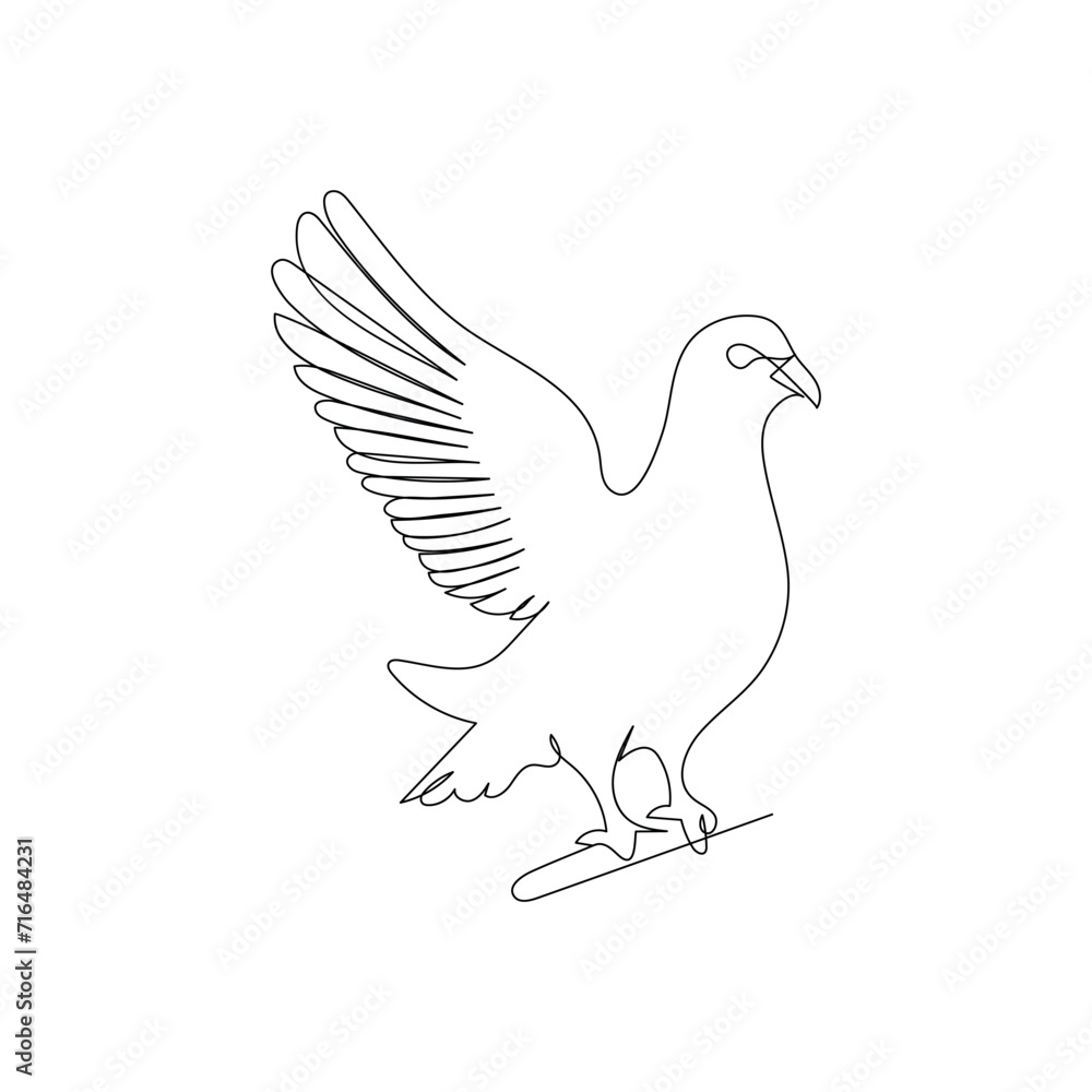 Pigeon continuous one line drawing outline vector illustration Pigeon continuous one line drawing outline vector illustration