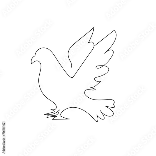 Pigeon continuous one line drawing outline vector illustration