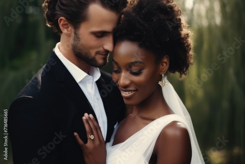 portrait of a black girl bride and black groom