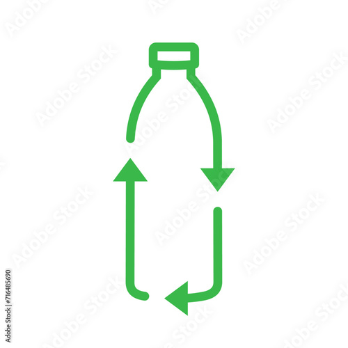 Recycle plastic logo icon, Arrows pet bottle shape recycling sign