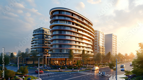 New apartment building in suburban area  Futuristic city mall  Architectural high rise shopping center or office building  big building on isolated background  3d rendering Public building 