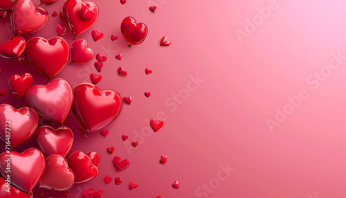 Happy Valentine's Day card, red hearts on a beautiful background. Congratulations on the holidays.