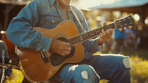 Bluegrass musician at a country fair