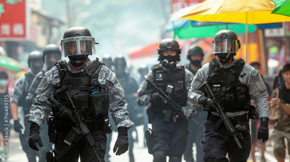 National Security Special Forces carrying out an armed attack, apprehending criminals National Security Special Forces carrying out an armed attack, apprehending criminals