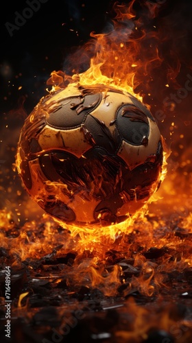 Soccer ball in fire UHD wallpaper