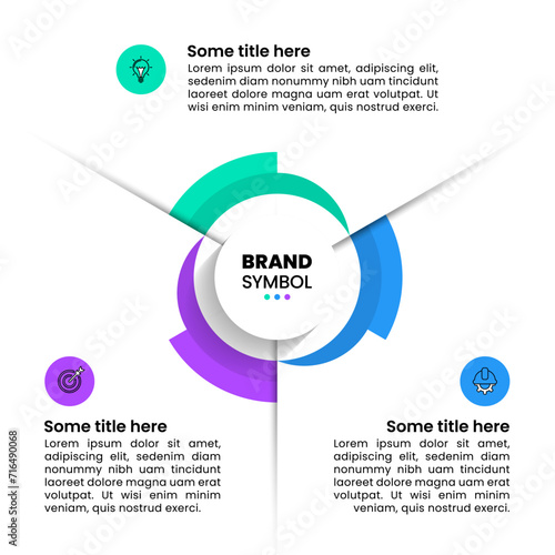 Infographic template. Circle in the middle with 3 steps