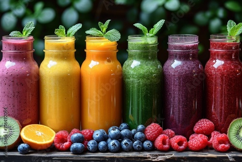Nutrient-dense organic smoothies, a colorful blend of fresh fruits and vegetables for a healthy drink.