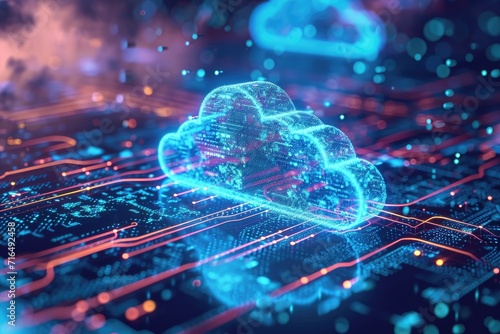 Cloud networking. futuristic database transfer. background Generative AI