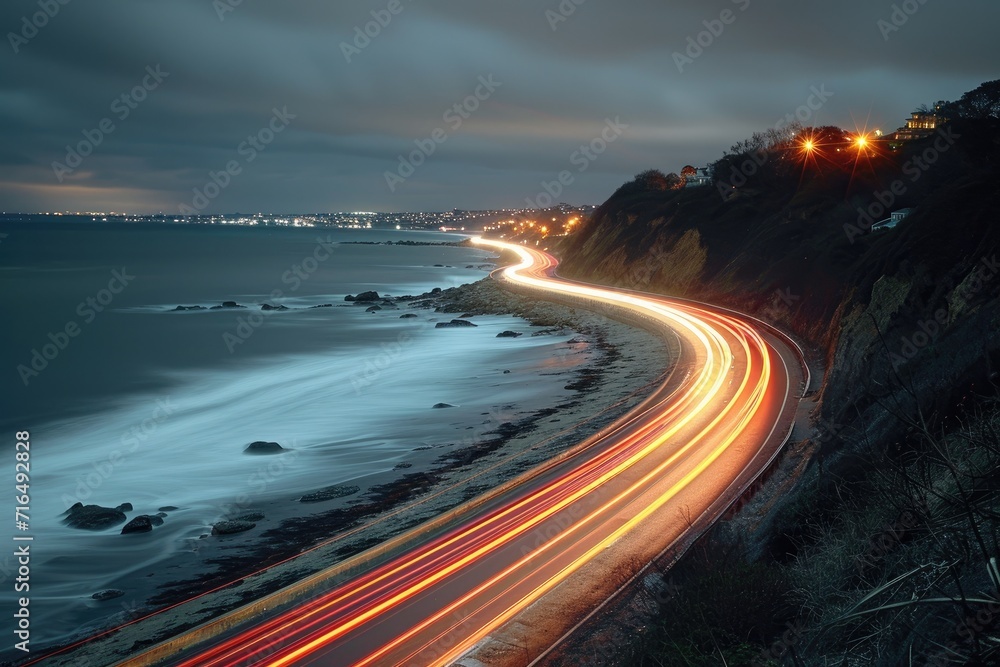 Fototapeta premium Street light traffic. City scape background. Generative AI