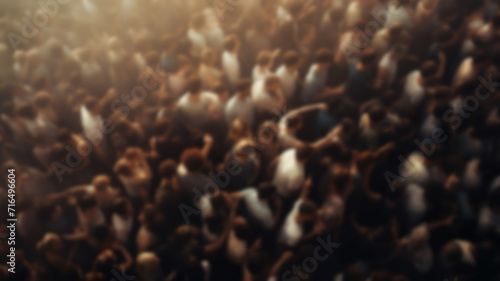 crowd, crush, mass brawl, top view abstract blurred background group of people, fictional graphics photo