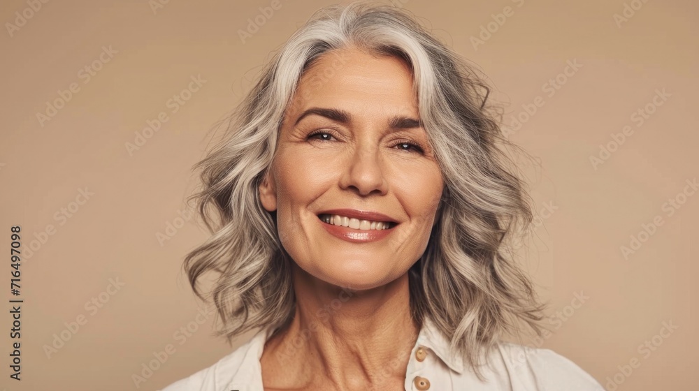 Authentic beauty in a portrait of a happy older woman. Authentic beauty in a portrait of a happy older woman.