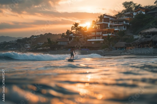 Surfing in Puerto Escondido, Mexico photo