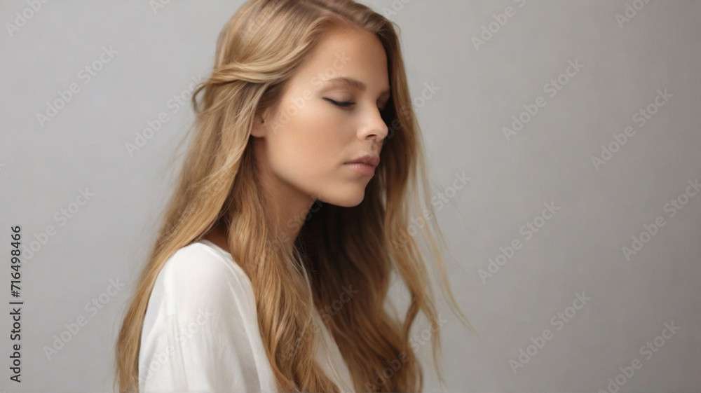 Portrait of young beautiful woman with beautiful silky brown long hair Portrait of young beautiful woman with beautiful silky brown long hair