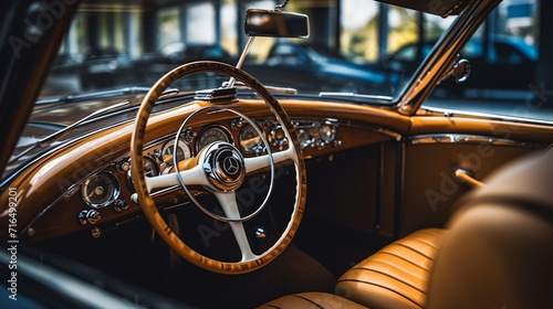 Wooden and steel steering wheel © Johnu