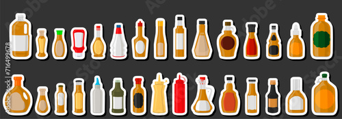 Illustration on theme big kit varied glass bottles filled thick sauce mustard