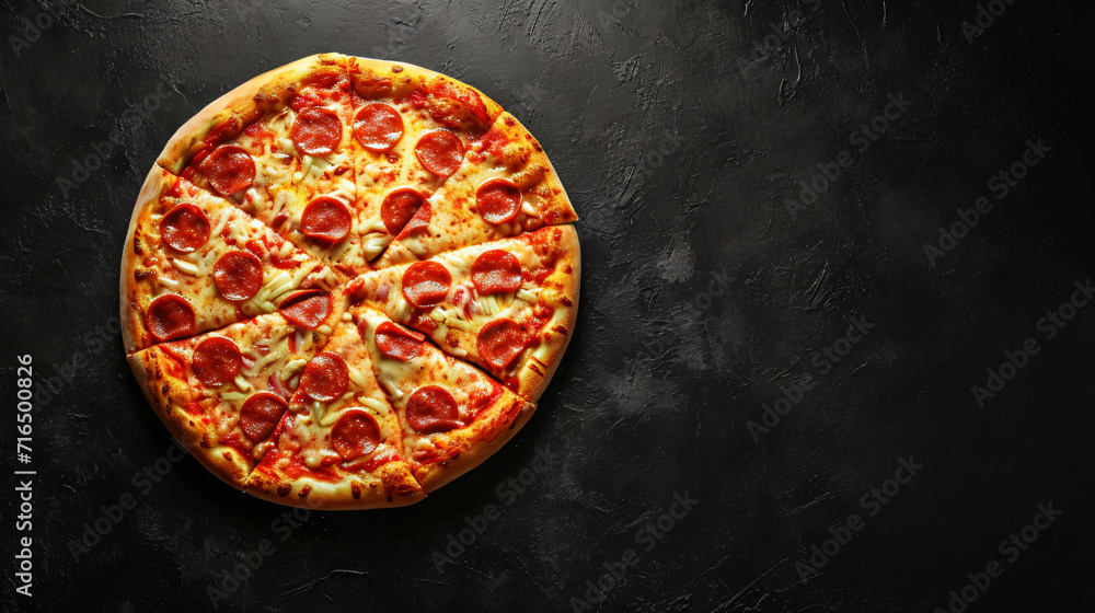 Pizza isolated on Black background copy space