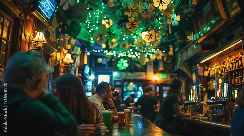 St. Patrick day  Green clover  Leprechaun drinking in a pub  pot of gold  green beer  lucky  viking  horns  helm  warrior