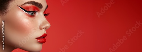 a woman with red lipstick