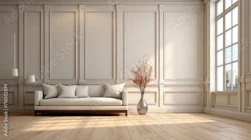 Sofa table floor in white room UHD wallpaper