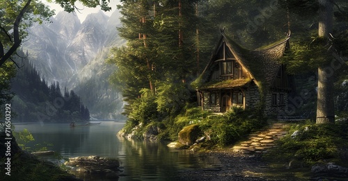 a house with a pond