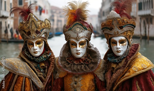 Italian colorful traditional carnival of masks in Venice. © Andreas