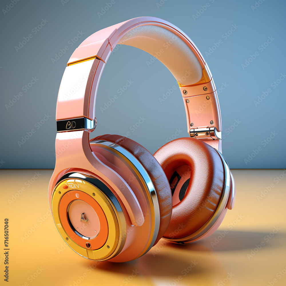 Headphones on a light background. Musical concept. 3D. Generative AI. Headphones on a light background. Musical concept. 3D. Generative AI.