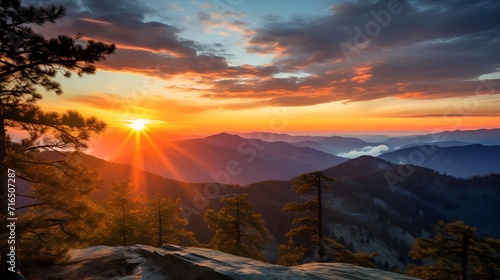 Sunrise over mountains captured in an aerial shot , Sunrise over mountains, aerial shot