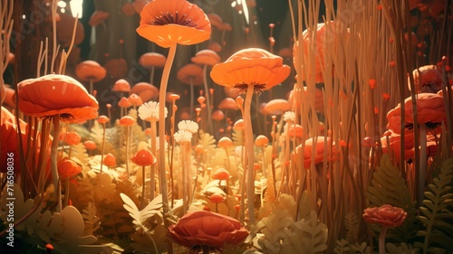 Beautiful art nature fantasy forest glowing mushroom wallpaper