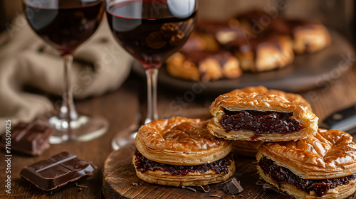 Wine and pattie chocolate pastries