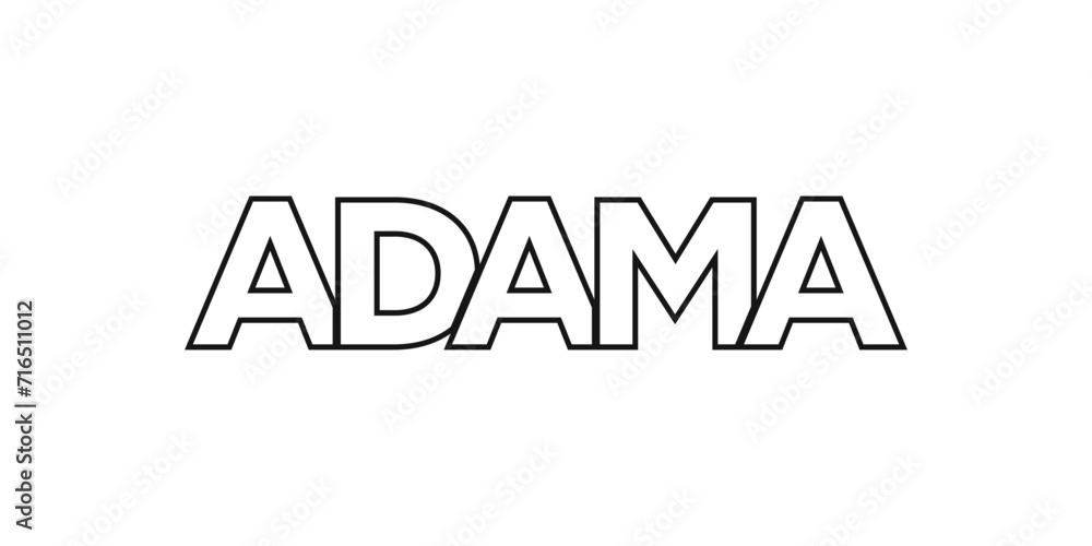 Adama in the Ethiopia emblem. The design features a geometric style, vector illustration with bold typography in a modern font. The graphic slogan lettering.