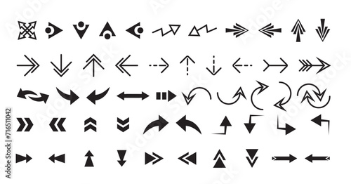 Arrows icon set isolated collection