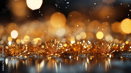 Glittering snowflakes Gold Background © S-Rika
