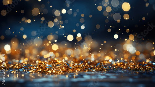 Glittering snowflakes Gold Background © S-Rika