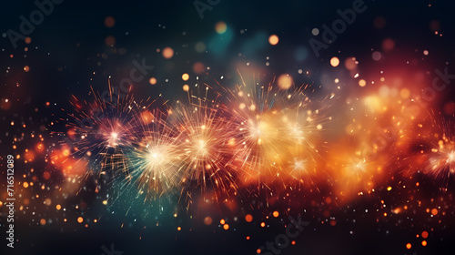 Beautiful fireworks background at night for holiday decoration