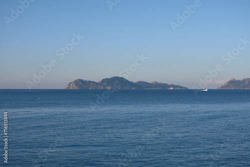 The Cies Islands in the Ria de Vigo seen from Vao beach