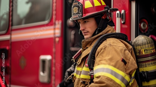Brave Firefighter Ready for Duty - Heroism and Emergency Response