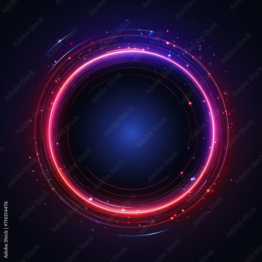 Neon Lights Circle on Dark Background, Vibrant and Mesmerizing Light Display Neon Lights Circle on Dark Background, Vibrant and Mesmerizing Light Display