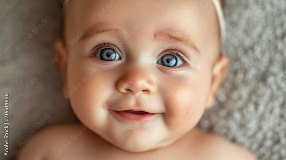Innocence Embodied: Close-Up of a Baby with Striking Blue Eyes
