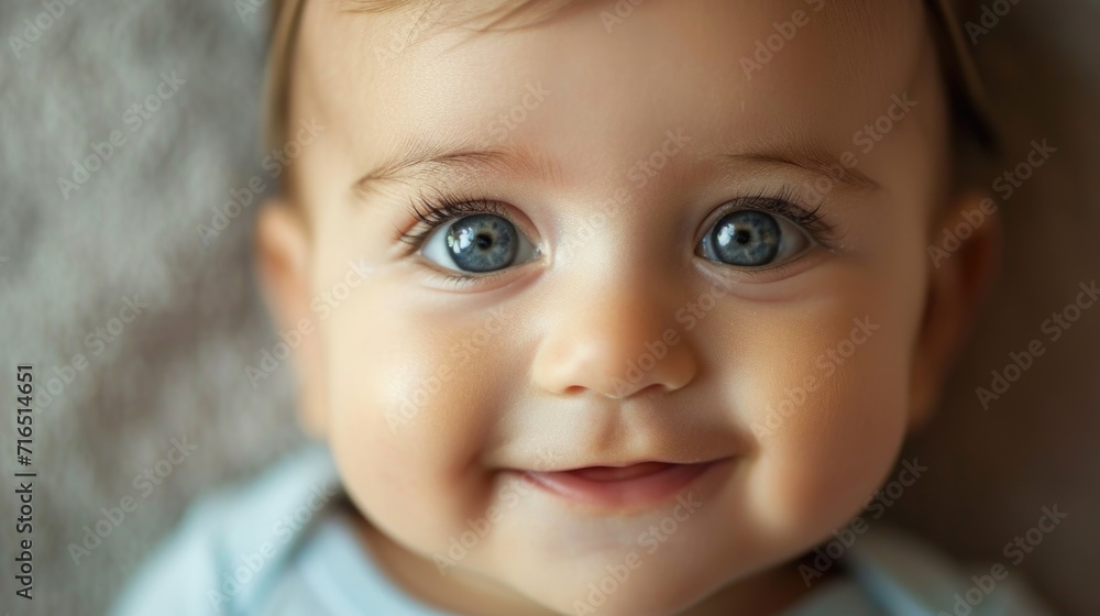 Innocence Embodied: Close-Up of a Baby with Striking Blue Eyes Innocence Embodied: Close-Up of a Baby with Striking Blue Eyes