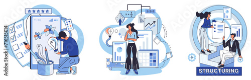 Process optimization vector illustration. The effectiveness strategy lies in successful optimization processes Operating efficiently requires continual refinement management methods