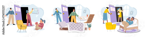 Buying and choosing housing. Vector illustration The house provided comfortable living space The home was filled with warmth and love The property had beautiful garden The estate agent assisted