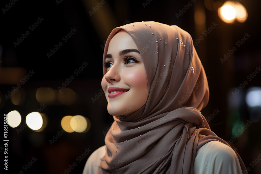 Generative AI technology conceptual picture Young confident arabian asian muslim woman in abaya hijab Generative AI technology conceptual picture Young confident arabian asian muslim woman in abaya hijab