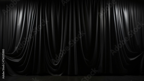 Closed silky luxury black curtain stage