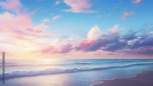 Beautiful calm ocean beach waves sunset photography