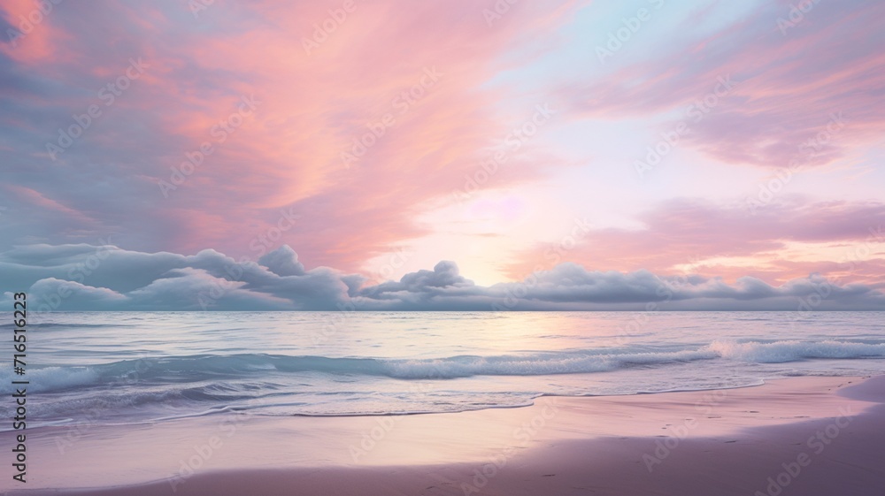 Beautiful calm ocean beach waves sunset photography